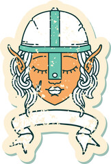 elf fighter character face with banner illustration
