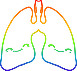 Fototapeta premium rainbow gradient line drawing cartoon lungs