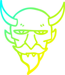 cold gradient line drawing cartoon devil face