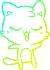 cold gradient line drawing cartoon cat