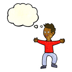 cartoon man panicking with thought bubble