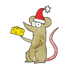 textured cartoon christmas mouse with cheese