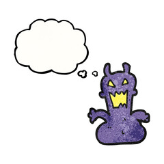 thought bubble textured cartoon little alien