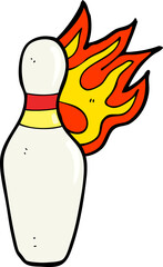cartoon ten pin bowling skittle on fire