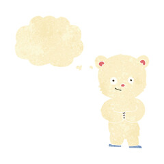 cartoon teddy polar bear cub with thought bubble