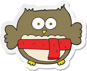 sticker of a cartoon owl wearing scarf