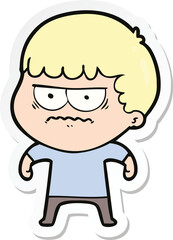 sticker of a cartoon annoyed man