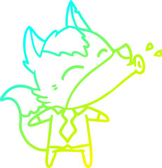 cold gradient line drawing howling wolf boss cartoon