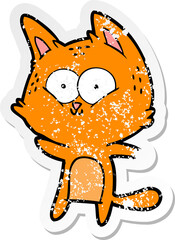distressed sticker of a cartoon cat