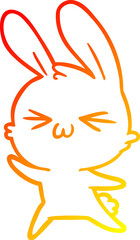 warm gradient line drawing cute cartoon rabbit