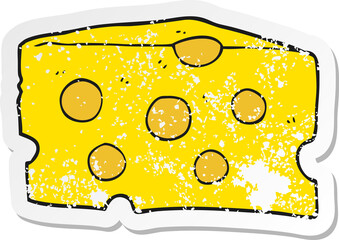 retro distressed sticker of a cartoon cheese