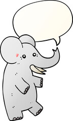 cartoon elephant and speech bubble in smooth gradient style