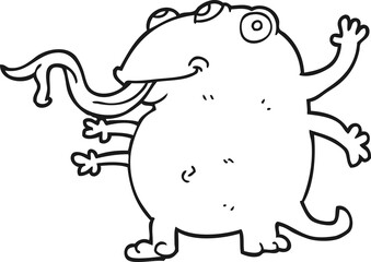 black and white cartoon alien