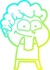 cold gradient line drawing cartoon happy man