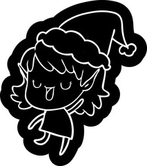 Fototapeta premium cartoon icon of a elf girl wearing santa hat
