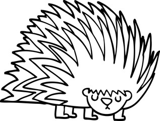 line drawing cartoon spiky hedgehog
