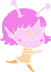 flat color style cartoon alien girl