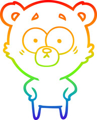 rainbow gradient line drawing surprised bear cartoon
