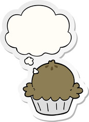cute cartoon pie and thought bubble as a printed sticker