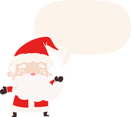 cartoon santa claus and speech bubble in retro style