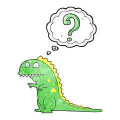 thought bubble textured cartoon confused dinosaur