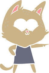 flat color style cartoon cat girl pointing