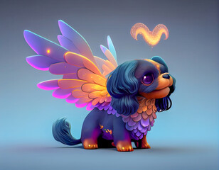 Cavalier king charles spaniel dog, dog animal with wings generative ai