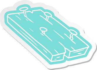 cartoon sticker of nails in a board