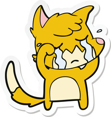sticker of a crying fox cartoon