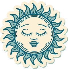 tattoo style sticker of a sun
