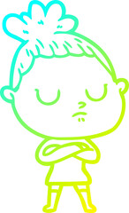 cold gradient line drawing cartoon calm woman