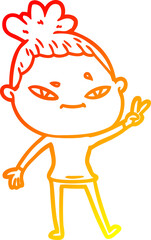 warm gradient line drawing cartoon woman