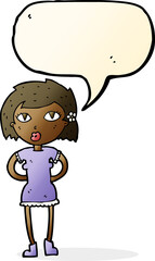 cartoon woman with speech bubble
