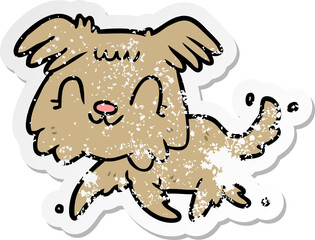 distressed sticker of a cartoon dog