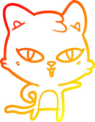 warm gradient line drawing cartoon cat