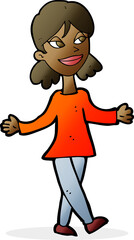 cartoon woman with no worries