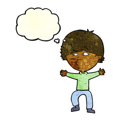 cartoon suspicious man with thought bubble