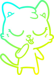 Fototapeta na wymiar cold gradient line drawing cute cartoon cat