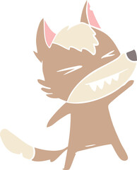 angry wolf flat color style cartoon