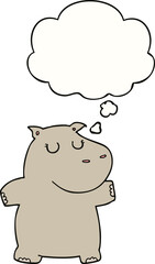 cartoon hippo and thought bubble