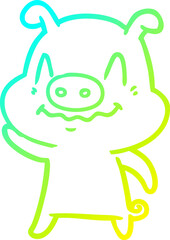 cold gradient line drawing nervous cartoon pig