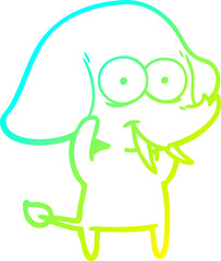 cold gradient line drawing happy cartoon elephant
