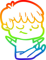 rainbow gradient line drawing cartoon happy boy