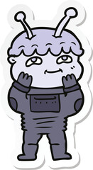sticker of a surprised cartoon spaceman