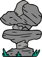 cartoon doodle of grey stone boulders