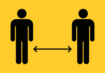 Social Distancing 2 meter and 6 Feet pictogram. Coronavirus Concepts. People keeping distance. Distance sign protection. Social distance