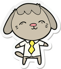 Obraz na płótnie Canvas sticker of a happy cartoon office worker dog
