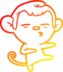 warm gradient line drawing cartoon suspicious monkey