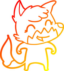 warm gradient line drawing happy cartoon fox