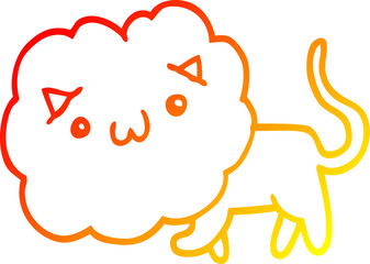 warm gradient line drawing cartoon lion
